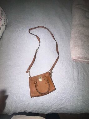 Michael Kors Cognac Brown Crossbody Satchel with Gold Hardware